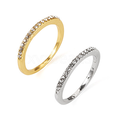 2Pcs 2 Colors Alloy with Crystal Rhinestone Finger Rings RJEW-TADJ0001-01A-1