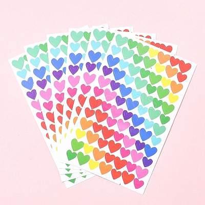 4 Bags Heart Pattern DIY Paper Picture Stickers AJEW-FS0001-17-1