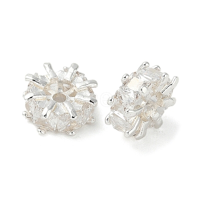 Brass Micro Pave Cubic Zirconia Spacer Beads KK-U045-16S-1