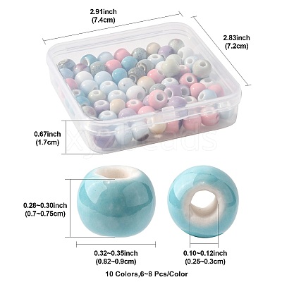 68Pcs 9 Colors Handmade Porcelain Beads PORC-FS0001-23C-1