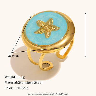304 Stainless Steel and Enamel Cuff Rings FS-WGFF68F-08-1