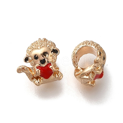 Rack Plating Alloy Enamel European Beads PALLOY-P307-13G-1