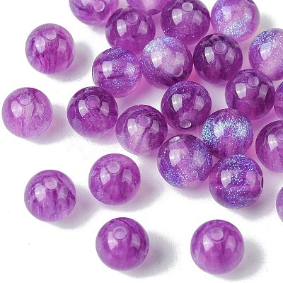 25Pcs Round Imitation Cat Eye Resin Beads RESI-FS0001-65C-1
