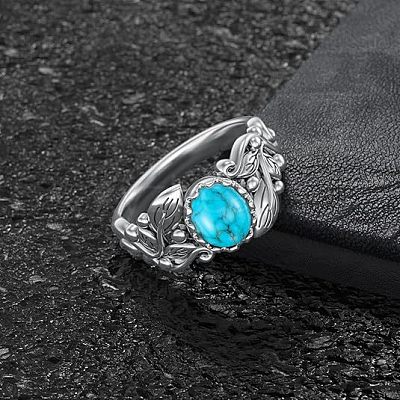 Zinc Alloy with Synthetic Turquoise Finger Rings FS-WGE57A9-01-1