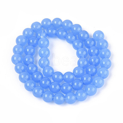 Imitation Jade Glass Beads Strands GLAA-N058-8mm-C01-1