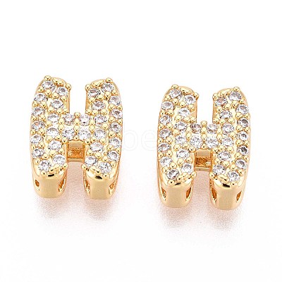 Brass Micro Pave Clear Cubic Zirconia Beads KK-T071-17G-H-1