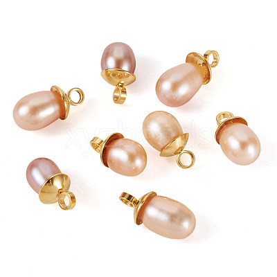 8Pcs Natural Pearl Pendants PALLOY-TAC0180-1