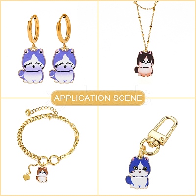 30Pcs Cat Printed Alloy Pendants ENAM-CJ0005-57-1