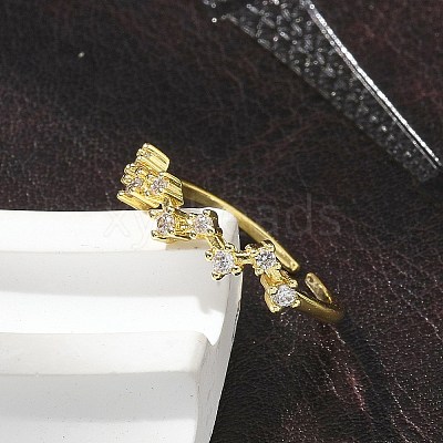 Star Clear Cubic Zirconia Cuff Rings RJEW-G337-03G-1