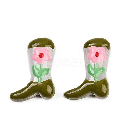 Boot Baking Paint Glass Enamel  Beads LAMP-C020-02G-1