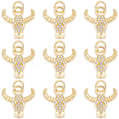 10Pcs Brass Micro Pave Cubic Zirconia Charms KK-BBC0024-920-1