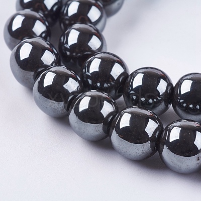 Non-Magnetic Synthetic Hematite Beads Strands X-G-H1624-10mm-3-1