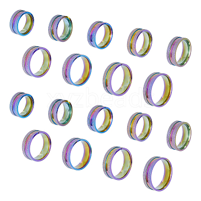 18Pcs 9 Size 201 Stainless Steel Grooved Finger Rings Set for Men Women STAS-UN0045-59A-M-1