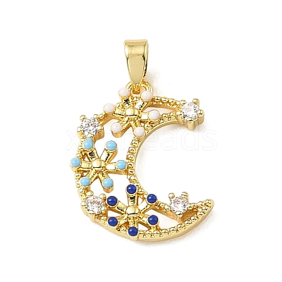 Brass Micro Pave Clear Cubic Zirconia Pendants KK-E804-06G-1