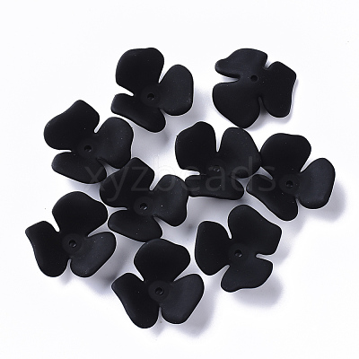3-Petal Spray Painted Acrylic Bead Caps MACR-N007-01H-1