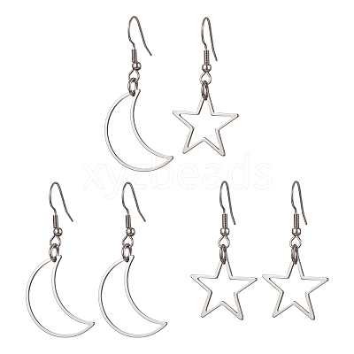 3 Pairs 3 Style Alloy Dangle Earrings Set EJEW-JE05552-1