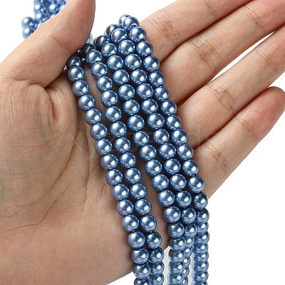 Eco-Friendly Dyed Glass Pearl Round Beads Strands HY-A008-6mm-RB015-1