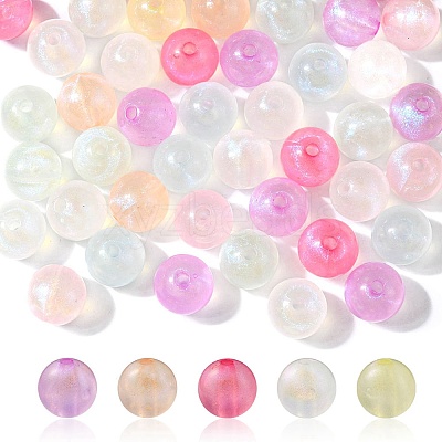 Rainbow Iridescent Plating Acrylic Beads MACR-YW0002-19D-1
