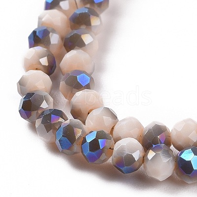 Electroplate Opaque Solid Color Glass Beads Strands EGLA-A034-P4mm-I04-1