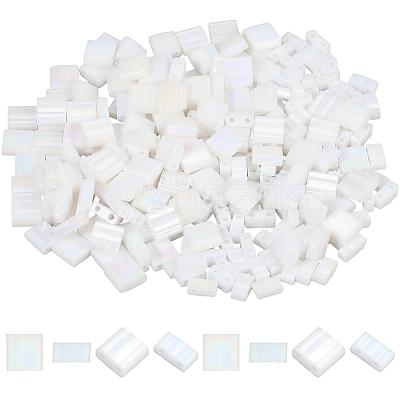 300Pcs 2 Styles 2-Hole Opaque Glass Seed Beads SEED-SC0001-63-1