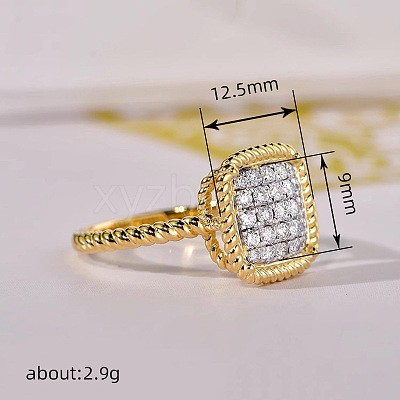 Brass Micro Pave Cubic Zirconia Finger Rings for Women FS-WG378B2-03-1