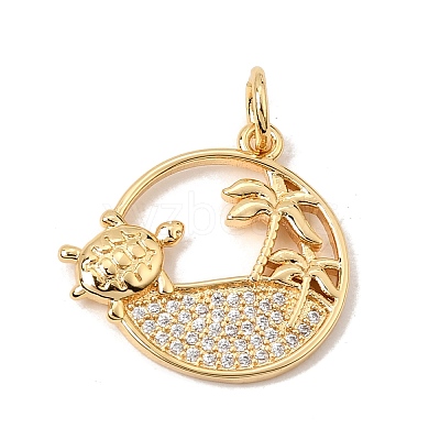Brass Micro Pave Clear Cubic Zirconia Pendants CU-CBA6344-05G-1