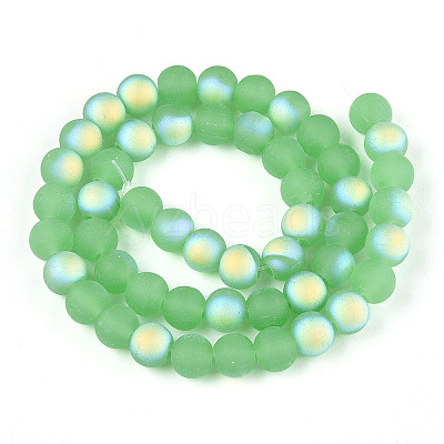 Frosted Imitation Jade Glass Beads Strands GLAA-T032-J8mm-MBB05-1