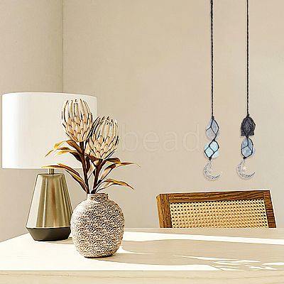 2Pcs 2 Style Cotton Braided Pendant Decorations HJEW-AR0001-11B-1