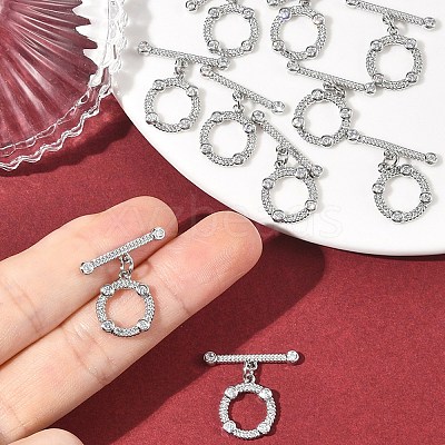 SHEGRACE Brass Micro Pave Clear Cubic Zirconia OT Toggle Claps XGRQ5K371-830P-1