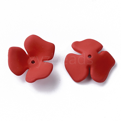 3-Petal Spray Painted Acrylic Bead Caps MACR-N007-01A-1