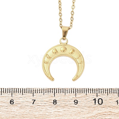 Double Horn 304 Stainless Steel Pendant Necklaces NJEW-M096-09G-1