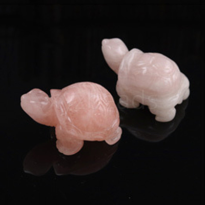Natural Rose Quartz Carved Healing Tortoise Figurines DJEW-PW0012-031A-01-1