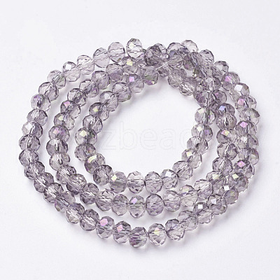Electroplate Transparent Glass Beads Strands EGLA-A034-T8mm-F12-1