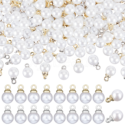 200Pcs 2 Colors ABS Imitation Pearl Plastic Pendants FIND-AR0006-16-1