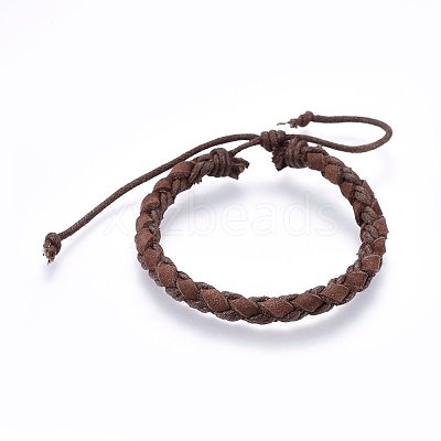 Braided Leather Cord Bracelets BJEW-F347-10-1