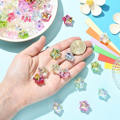 50Pcs 10 Colors Electroplate Baking Paint Glass Beads EGLA-YW0005-61-1