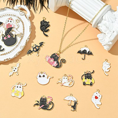 40Pcs 20 Styles Halloween Theme Zinc Alloy Enamel Pendants ENAM-CJ0006-67-1