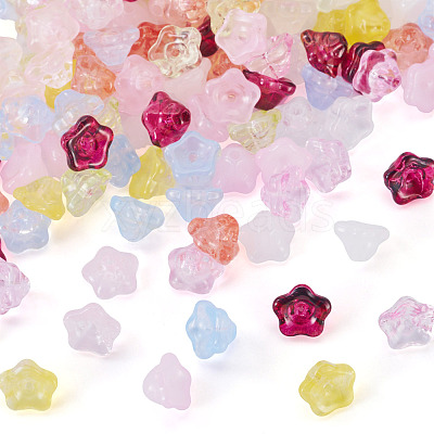 150Pcs 10 Colors Baking Paint Transparent Glass Beads GLAA-TA0004-37-1