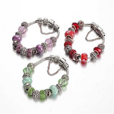 Alloy Rhinestone Bead European Bracelets BJEW-L602-13-1