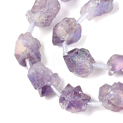 Electroplate Raw Rough Natural Amethyst Beads Strands G-Q610-06F-1