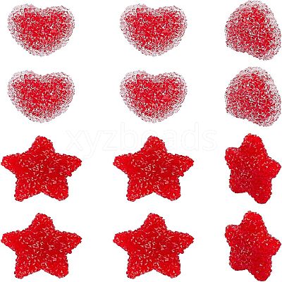 12Pcs 2 Style Resin Beads for Valentine's Day RESI-FH0001-26-1