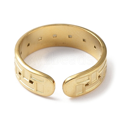 304 Stainless Steel Grooved Rectangle Cuff  Ring Findings STAS-P334-08G-1