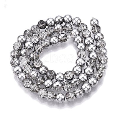 Electroplated Crackle Glass Beads Strands EGLA-N014-6mm-03-1