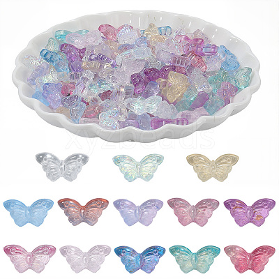 200Pcs Transparent Spray Painted Glass Beads GLAA-PA0001-14-1