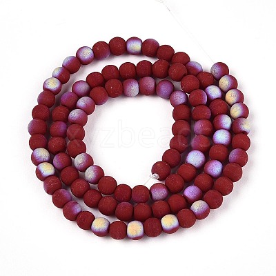 Frosted Opaque Glass Beads Strands GLAA-T032-P4mm-MBB23-1