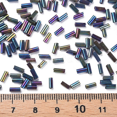 Metallic Colours Glass Bugle Beads SEED-N005-001-D04-1