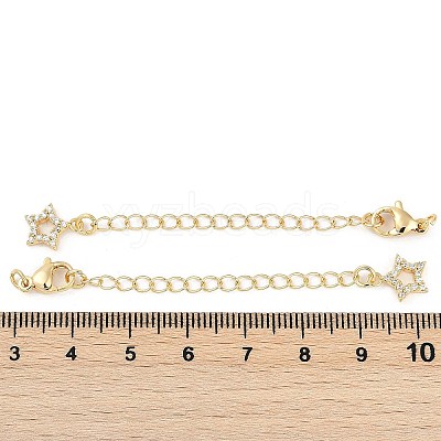 Brass Micro Pave Cubic Zirconia Ends with Chains KK-U043-02G-1