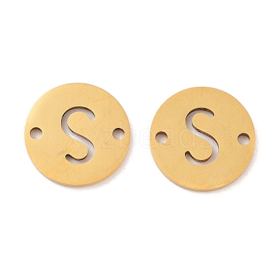 PVD Vacuum Plating 201 Stainless Steel Hollow Flat Round Links FIND-R149-03S-G-1