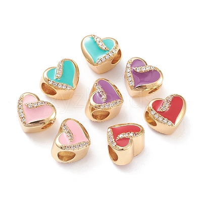 Brass Enamel European Beads MPDL-P005-08G-1