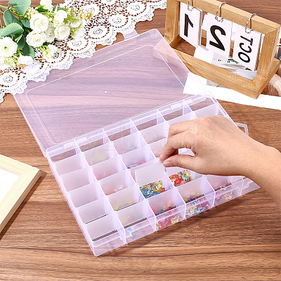 36 Grids Transparent Plastic Adjustable Dividers Boxes with Hinged Lid CON-PA0001-08-1
